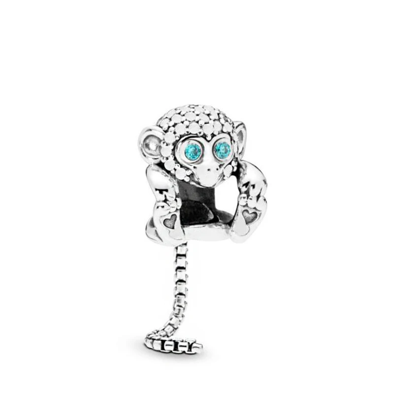 

Btuamb New Fashion Crystal Silver Color Monkey Beads Fit Pandora Charms Bracelets for Women Party Gift DIY Bijoux Jewelry