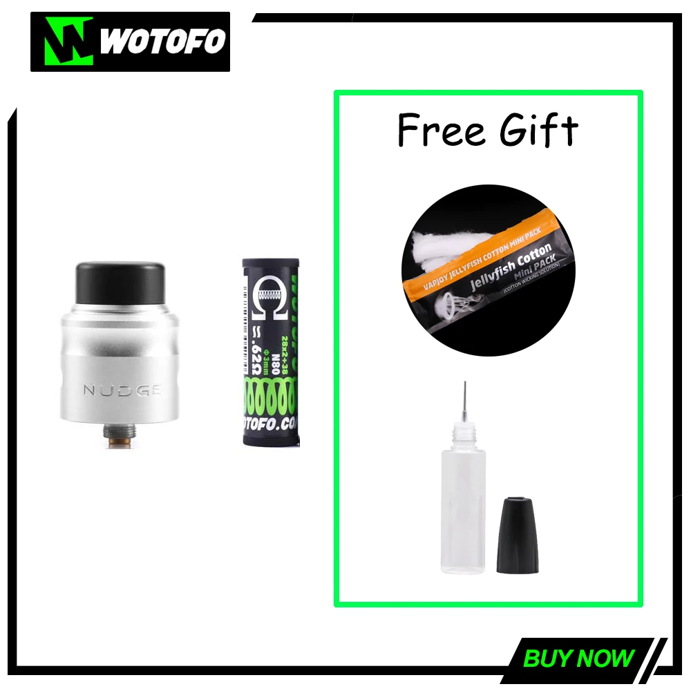 ss with coil Wotofo Nudge RDA 22 мм одна катушка 510 BF Pin Vape электронная сигарета атомайзер двойной плавленый Clapton N80 готовые катушки вариант - Цвет: ss with coil