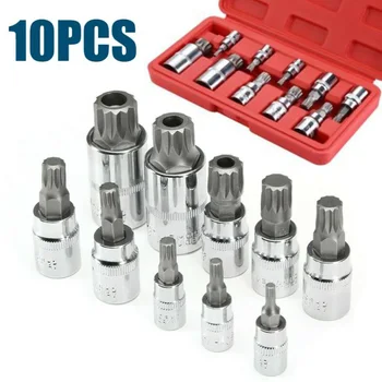 

10pcs XZN 12 Point MM Triple Square Spline Bit Socket S2 Steel 4-18mm Tool Set *Vandium steel materials with chrome pl a te d