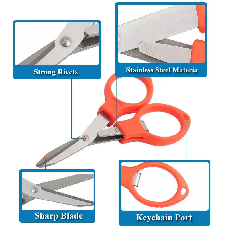 2X Stainless Steel Mini Folding Fishing Scissors Keychain Pocket Scissors  Cutter