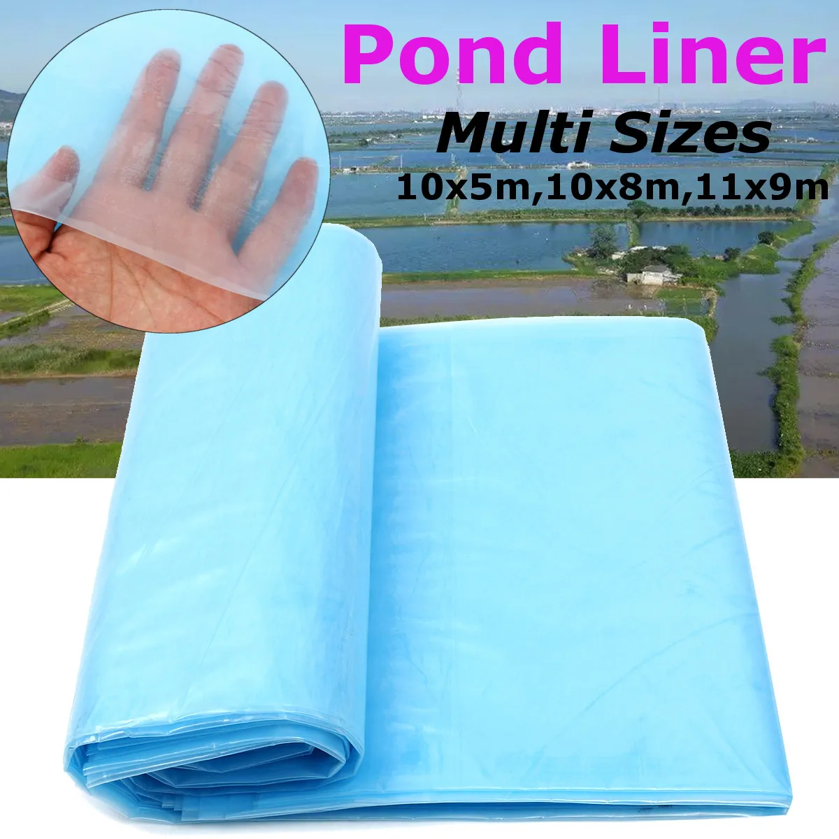 

3 Sizes Blue HDPE Fish Pond Liner Garden Pools Reinforced HDPE Heavy Landscaping Pool Pond Waterproof Liner Cloth