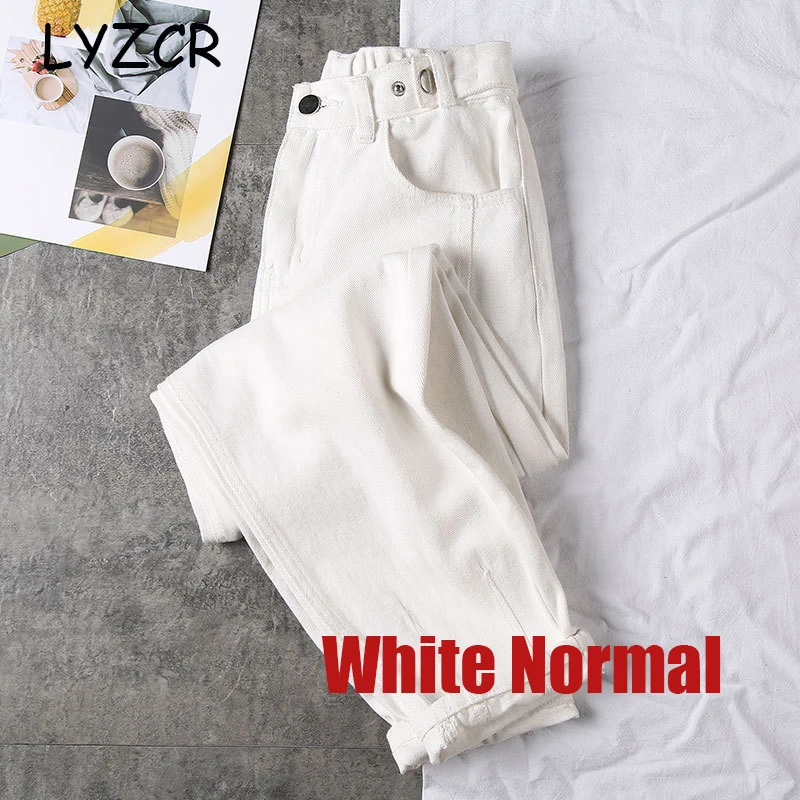 White LYZCR свободные гарем женские флисовые Джинсы женские яркие зимние теплые джинсы женские джинсовые брюки карандаш с высокой талией зимние брюки - Цвет: White