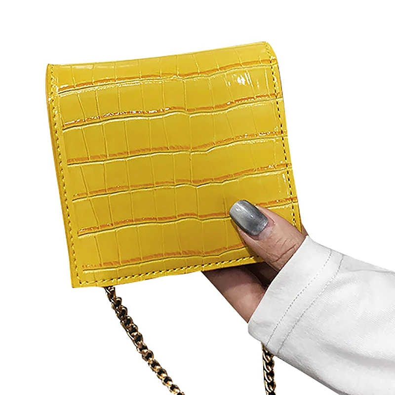 

Crocodile Pattern Shoulder Bag Women Mini Hanging Neck Purse Female New Wild Chain Single Shoulder Slung Small Bag