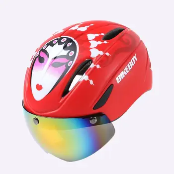 

Bicycle Helmet With Magnetic Goggles Cycling Sports Helmet On For MTB Road Bike Helmet Peking Opera Face Pattern Head Full Cover