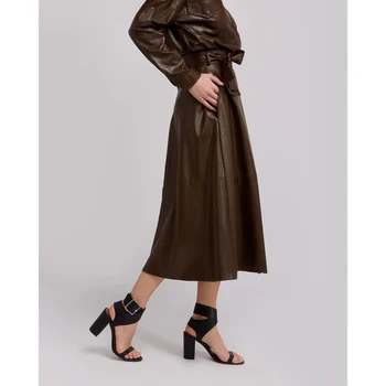 

Women's skirt MINAKU: Leather look, brown, size 42