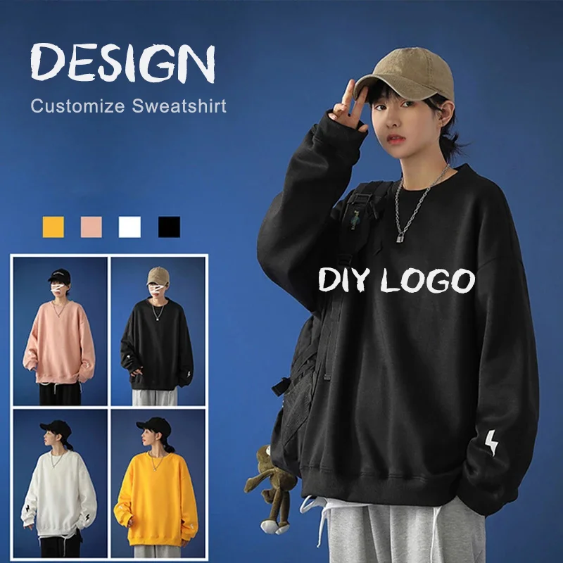 

DIY Customize Print Women's Pullover Sweatshirt Lightning Print Plus Size O-neck Sweatshirts Female 2020 Autumn Clothes Couple