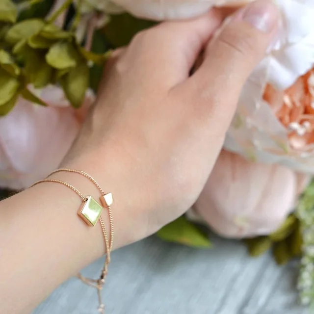 Ретро простые геометрические кубики Браслет цепочка для женщин розовое золото цвет модные украшения для девочек подарок на Рождество DWH166