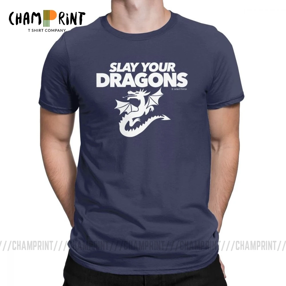 Slay Your Dragon Мужская футболка классная из чистого хлопка футболки с коротким