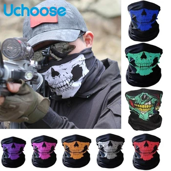 

Outdoor Sports Half Motorcycle Skull Face Masks Shield Winter Warm Balaclava Moto Ghost Face Mask Scarf Tactical 3D Windproof