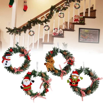 

2021 Christmas Garland Wreath 4Pcs/Set Decoratives For Home Xmas Party Supplies Hanging Happy New Year Ornament Decor