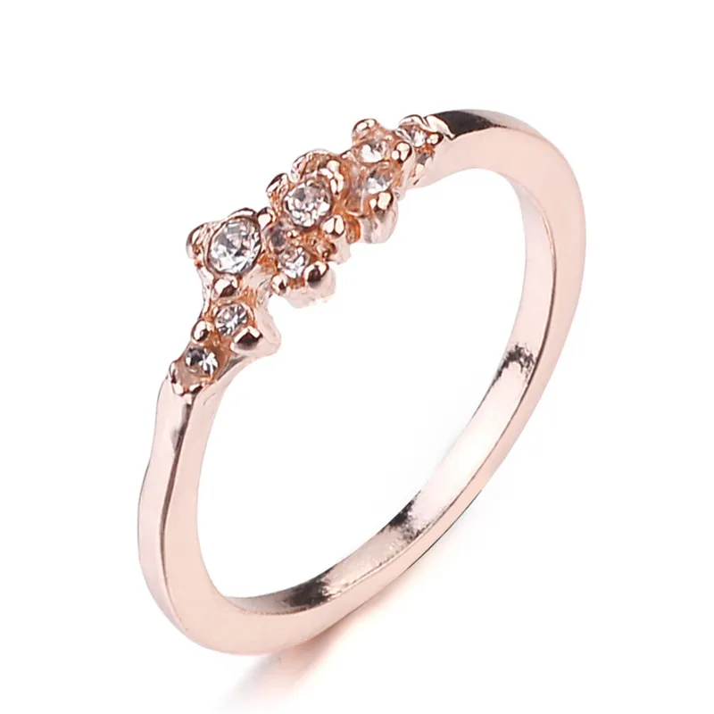 rose gold Япония и Южная корейский горный хрусталь кольца для женщин серебряные золотые кольца свежие свадебные женские очаровательные кольца на кончик пальца ювелирные изделия из кристаллов - Цвет основного камня: rose gold