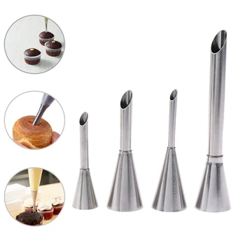 

4pcs/set Piping Bag Nozzles Set Stainless Steel Cupcake Cake Decorating Tips For Puff Cream Pastry Piping Nozzles
