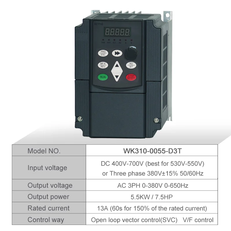 5.5kw WK310 Векторный Преобразователь частоты управления DC 400 V-700 V до 380V 4kw5. 5kw инвертор насоса на солнечной энергии с контроль через слежение за точкой максимальной мощности - Цвет: 5.5kw