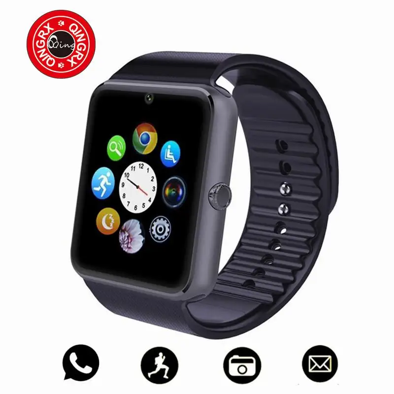 

QINGRX Bluetooth Smart Watch Men GT08 With Touch Screen Big Battery Support TF Sim Card Camera For IOS iPhone Android Phone