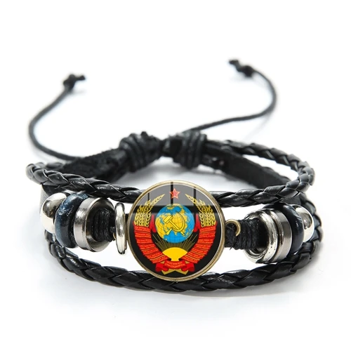 Style 8 SONGDA CCCP советские значки русский кожаный браслет космический полёт Вселенная советская коммунизма символ Шарм, мужской браслет ювелирные изделия - Окраска металла: Style 8