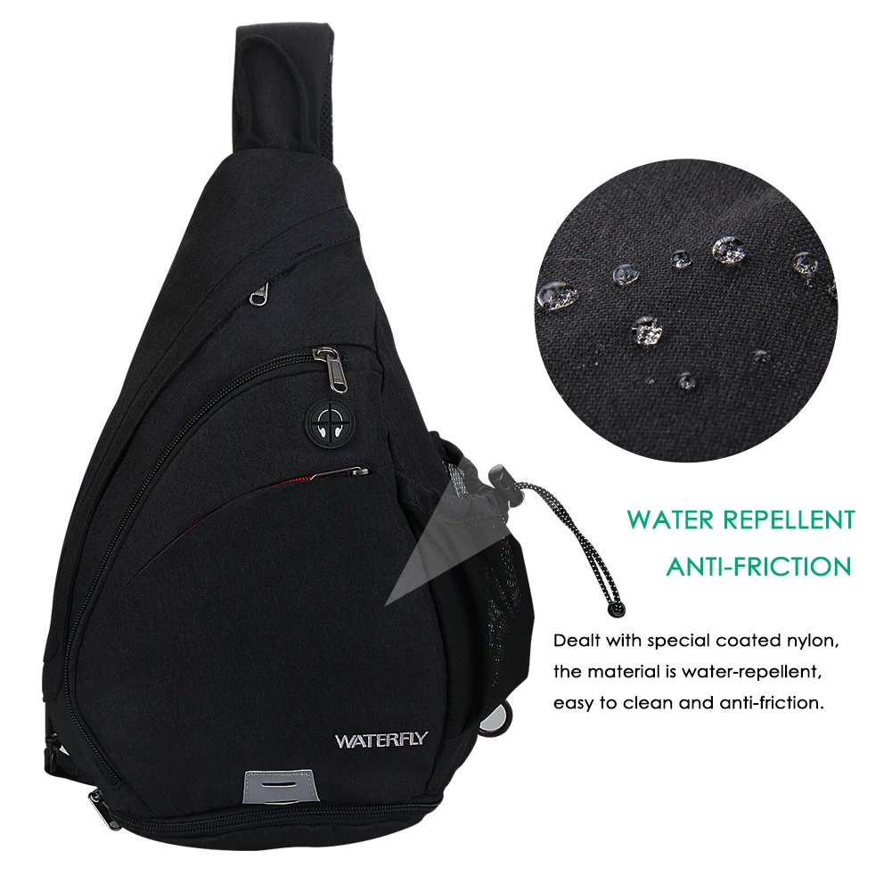 WATERFLY, черный слинг, рюкзак, нагрудная сумка, походная спортивная сумка-мессенджер, сумка на плечо для велоспорта, Путешествий, Походов