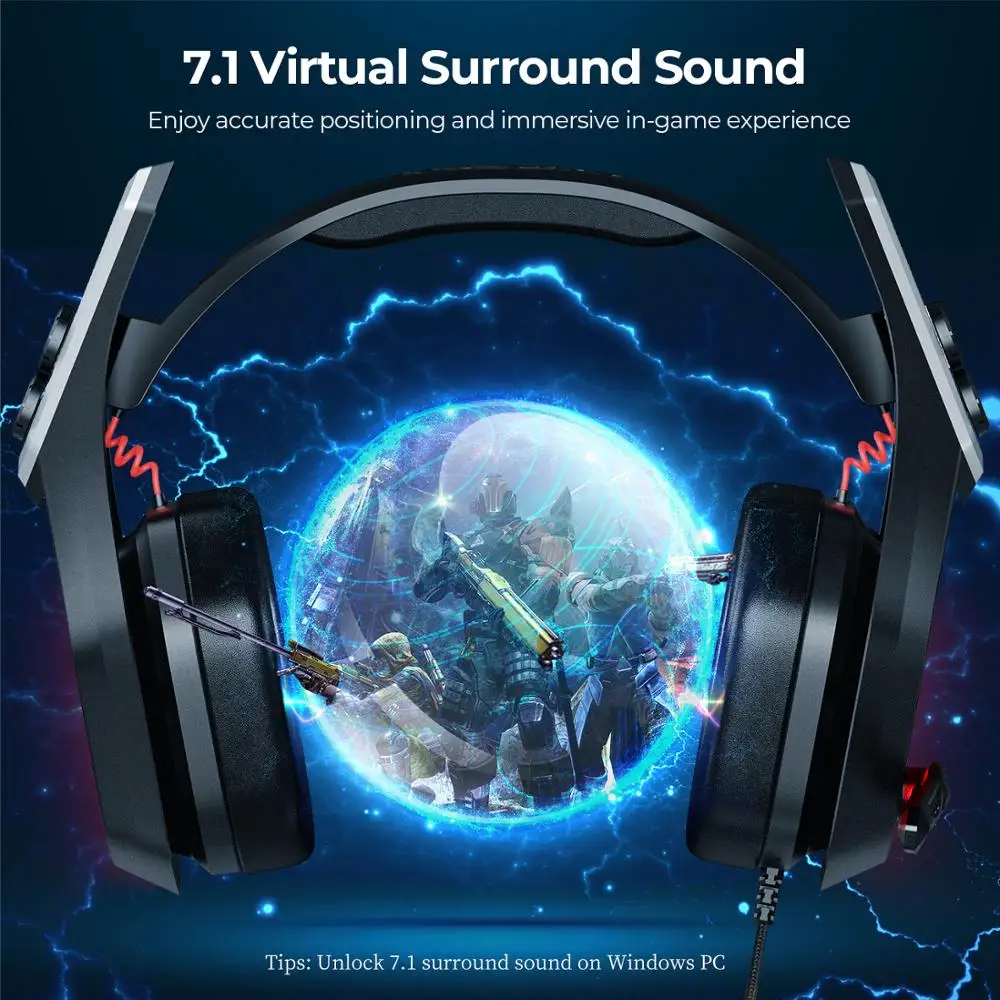 Mpow Iron Gaming Headset 7.1 Surround Sound Gaming