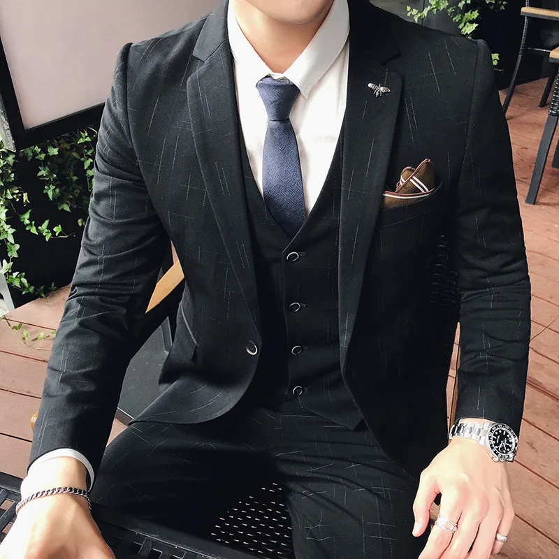 3 шт костюм Для мужчин осень-зима Slim Fit Жених Свадебное платье костюмы праздничная одежда Бизнес Блейзер Куртки пряжки Для мужчин смокинг плюс 4XL