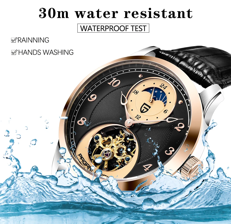 Men's Tourbillon Automatic Mechanical Moon Phase Wirstwatch 1
