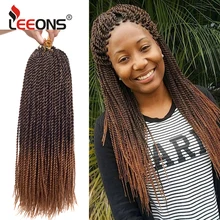 Leeons, новинка, 18 дюймов, Сенегальские крученые волосы, вязанные крючком, косички, канекалон, накладные волосы для женщин, натуральная косичка, серый цвет, вязанные крючком волосы, 15 цветов
