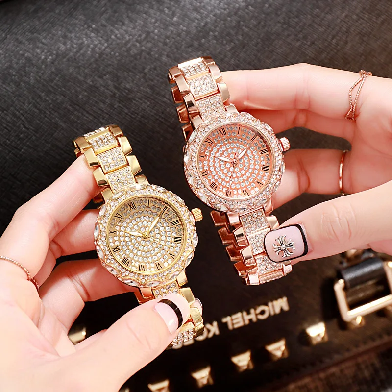 Женские часы, модные роскошные кварцевые наручные часы с бриллиантами для женщин, повседневные женские часы, элегантные женские часы, наручные часы