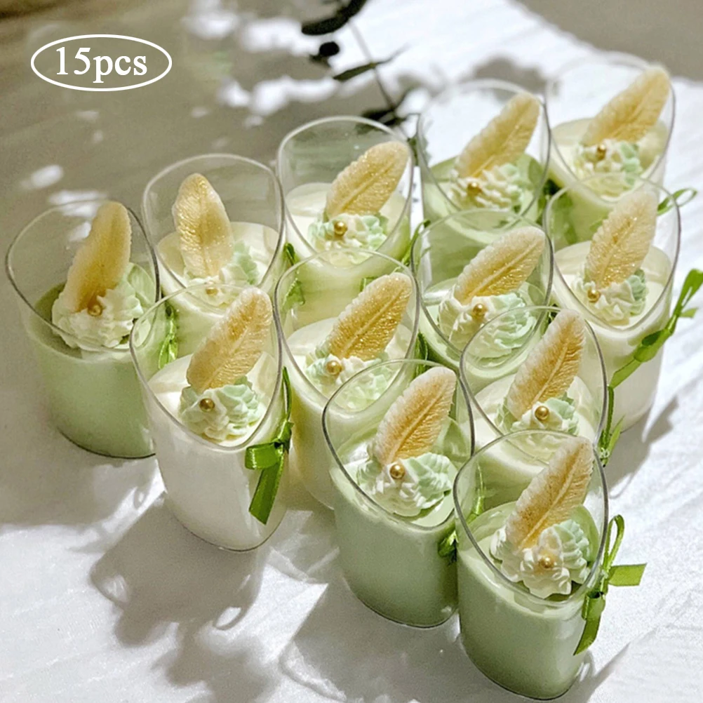 15 шт. мини-пластиковые чашки для десертов прозрачная чашка закусок портативная