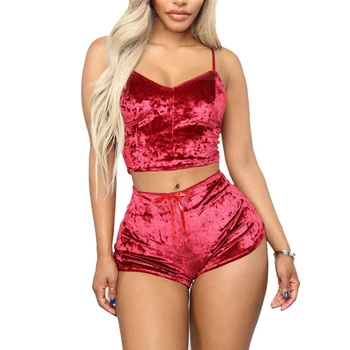

Two Pieces Bra Set Velvet Sexy Underwear Lingerie Set Lady Intimate Top And Pant Sleepwear Babydoll Set Clothing