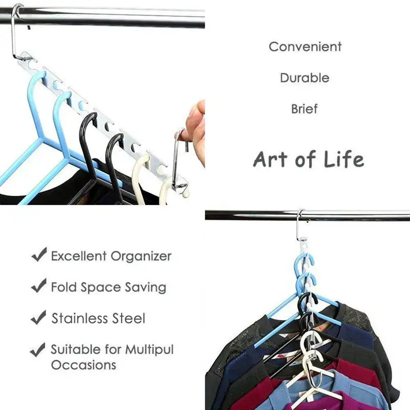 Magic Hangers,Space Saving Hangers Magical Clothing Hanger with Hook Stainless Steel Wonder Closet Organizer(10-Pack