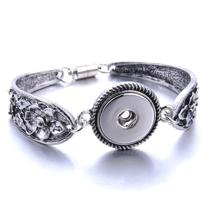 New Metal Snap Button Bracelet Bohemian Magnet Snap Bracelet For Women 18mm Snap Buttons Interchangeable Charm Snap Jewelry - Окраска металла: B1547