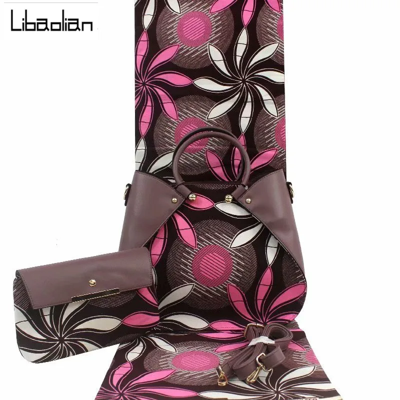 Африканская восковая сумка, 6 ярдов, африканская настоящая голландская восковая Ткань, хлопок, дизайн ракушек, Женская восковая Сумочка, F912-17