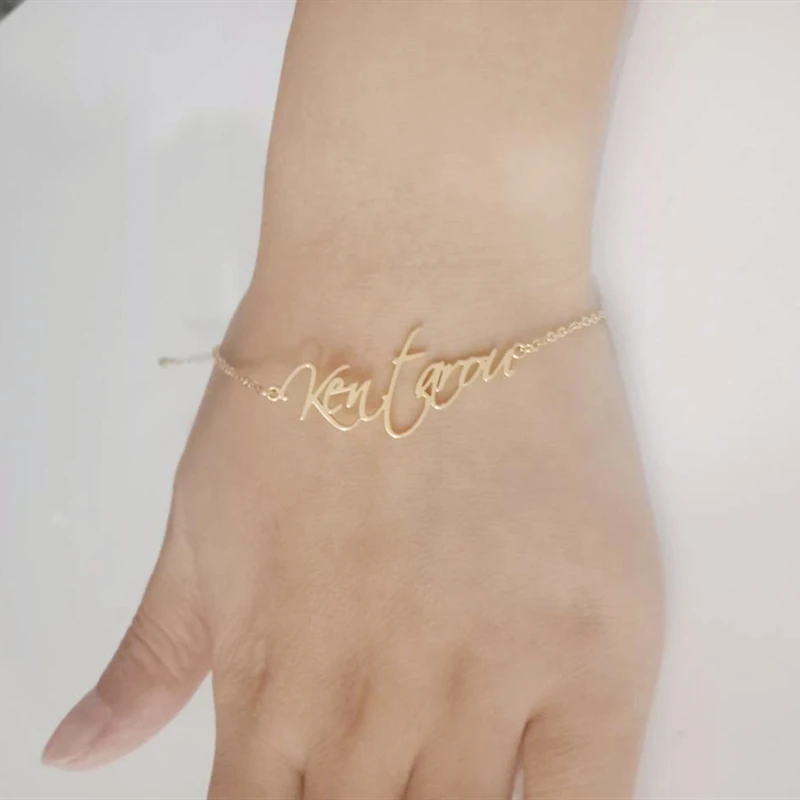 Cursive именной браслет женский ювелирные изделия из нержавеющей стали розовое