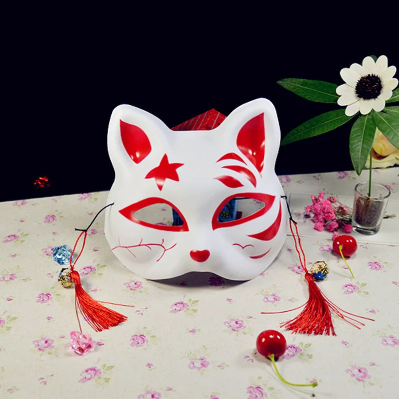 

Custom Animal Masks Japanese Private Fox Mask Natsume's Book of Friends Fox Half Face Mask Halloween Cosplay Cat Mask Party Mask