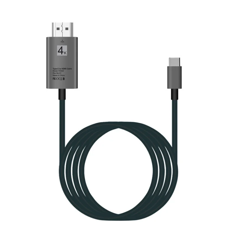 Черный 2 м USB 3,1 type C USB-C штекер 4K HDMI HDTV штепсельный кабельный переходник для Macbook samsung S8 htc huawei HD адаптер Соединительный кабель - Цвет: Черный