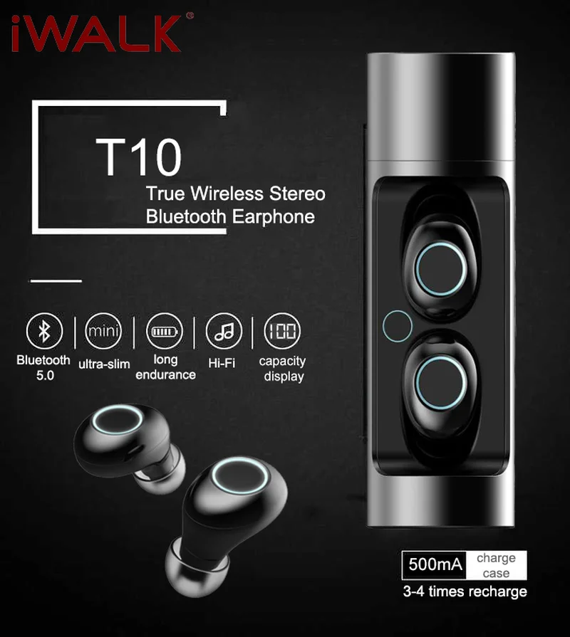 IWALK TWS Bluetooth 5 0 Earphone Waterproof Wireless Earphones with 500mAh Charging Case Standby Time 8 Days 2020 NEW Earbuds
