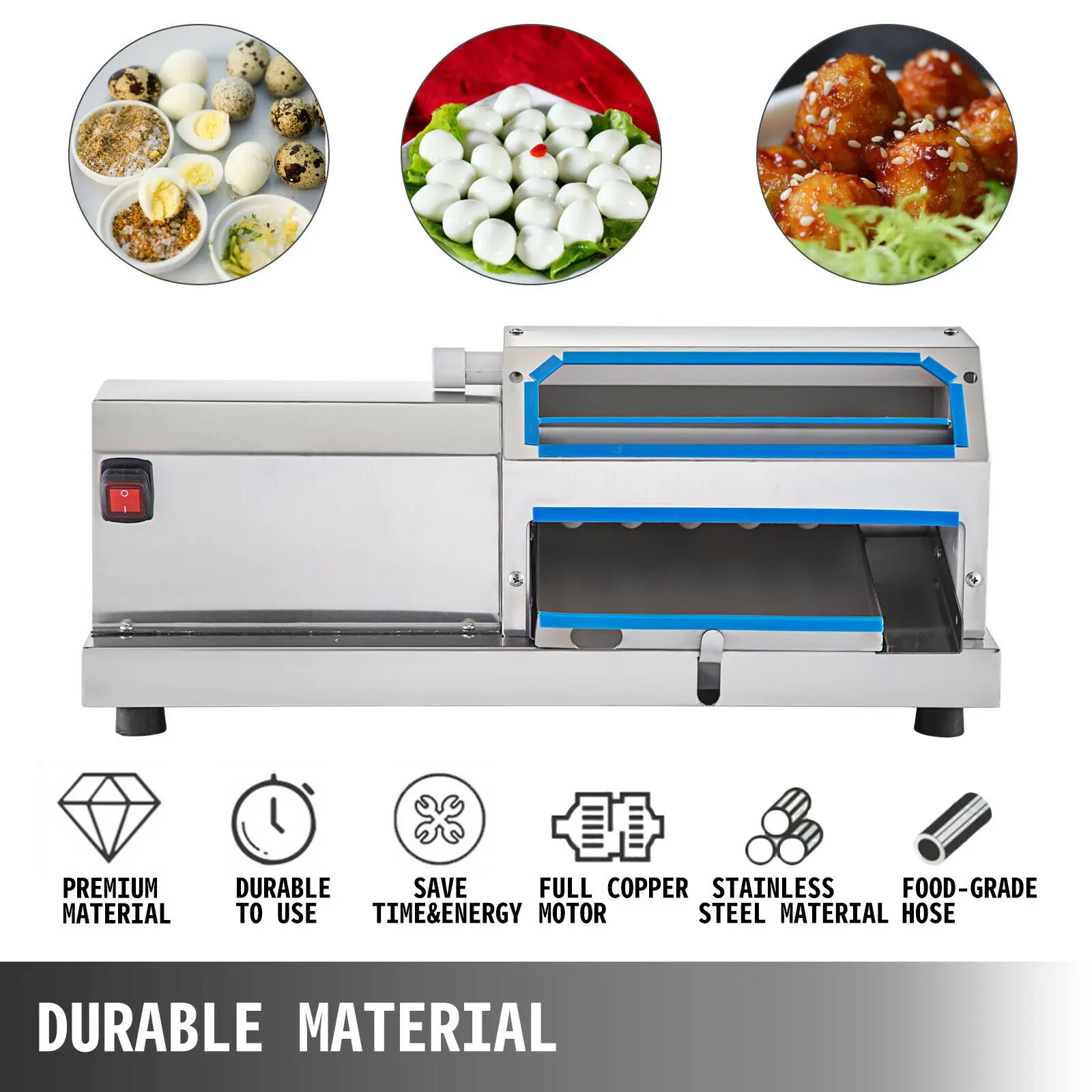 VEVOR 50/60 KG/H Electric Quail Egg Peeler Machine Automatic Sheller 304 Stainless Steel Multifunctional Kitchen Shops Home Use 3