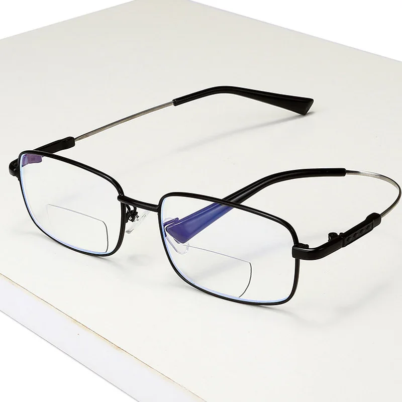 Титановые бифокальные многофокальные очки для чтения для мужчин и женщин анти синий светильник увеличительные защитные очки для пресбиопии 1,5 Gafas De Lectura