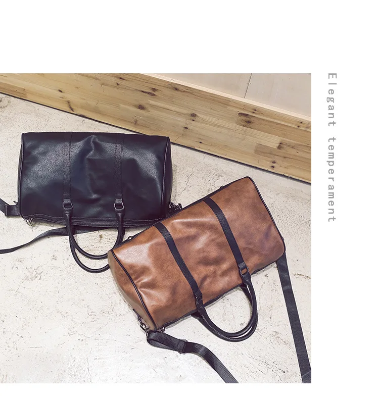 New Pu Leather Portable Travel Bags for Men and Women Large Capacity Leisure Simple Luggage Travel Single Shoulder Diagonal Bag