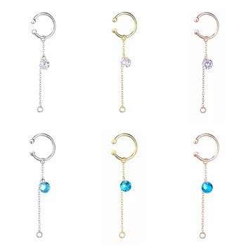 

SHADOWHUNTERS 925 Stelring Silver Chain Clip Ear Cuff Bijoux Femme Mujer Fashion Jewelry Making Earcuff Crystal Earrings For DIY