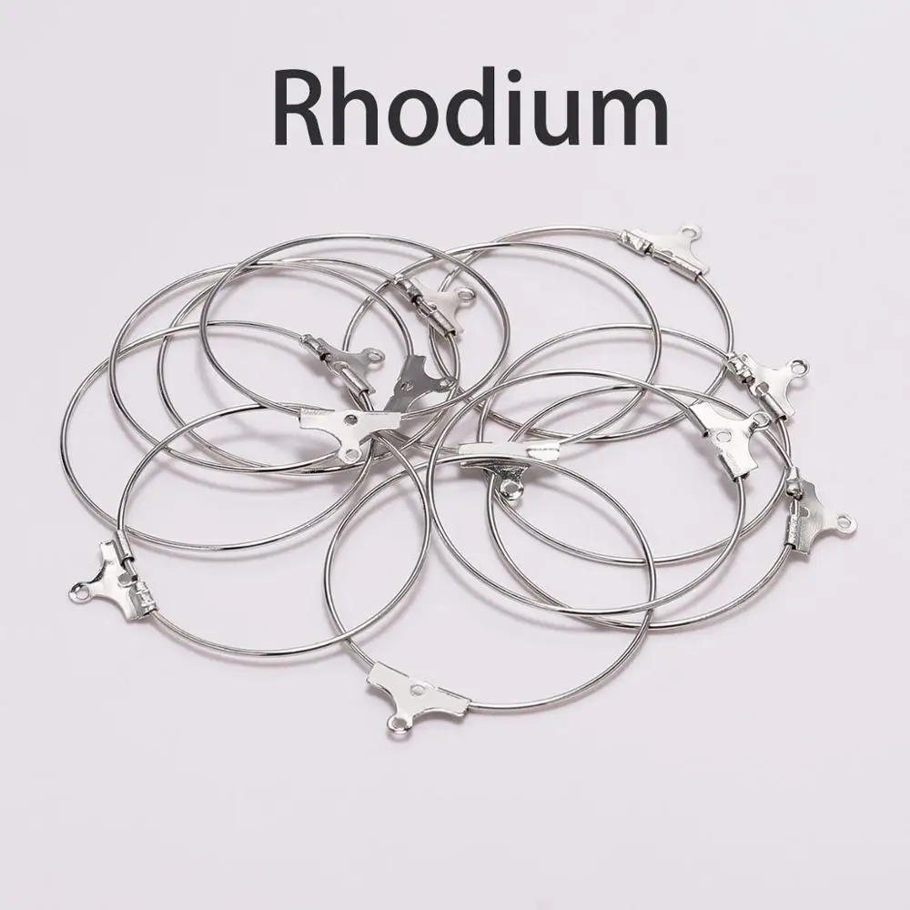 Rhodium 30 шт. 25 30 35 40 мм висячие серьги большой круг ухо провода обручи серьги провода ушные крючки для DIY материал для изготовления ювелирных изделий поставки - Цвет: Rhodium