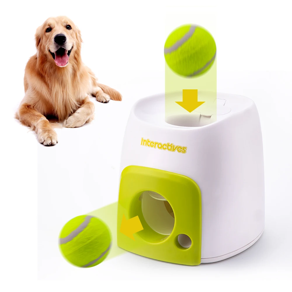 

QQQPET Dog Pet Toys Throwing Mmachine Pet Ball Throw Device Emission With Ball Interactive Fetch Ball Tennis Launcher