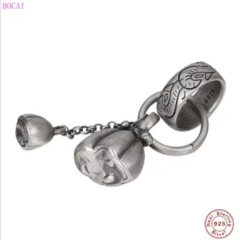 

BOCAI 100% real S925 sterling silver fashion pendant Thai silver personality vintage matte princess pendant