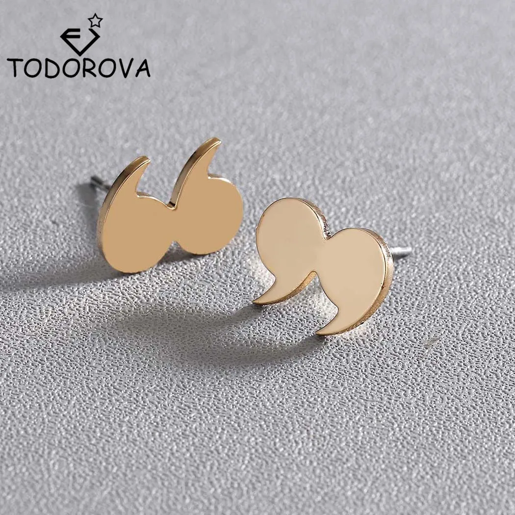 Todorova Point Symbol Quotation Mark Stud Earrings Stainless Steel Jewelry Statement for Women Female brincos Wholesale | Украшения и