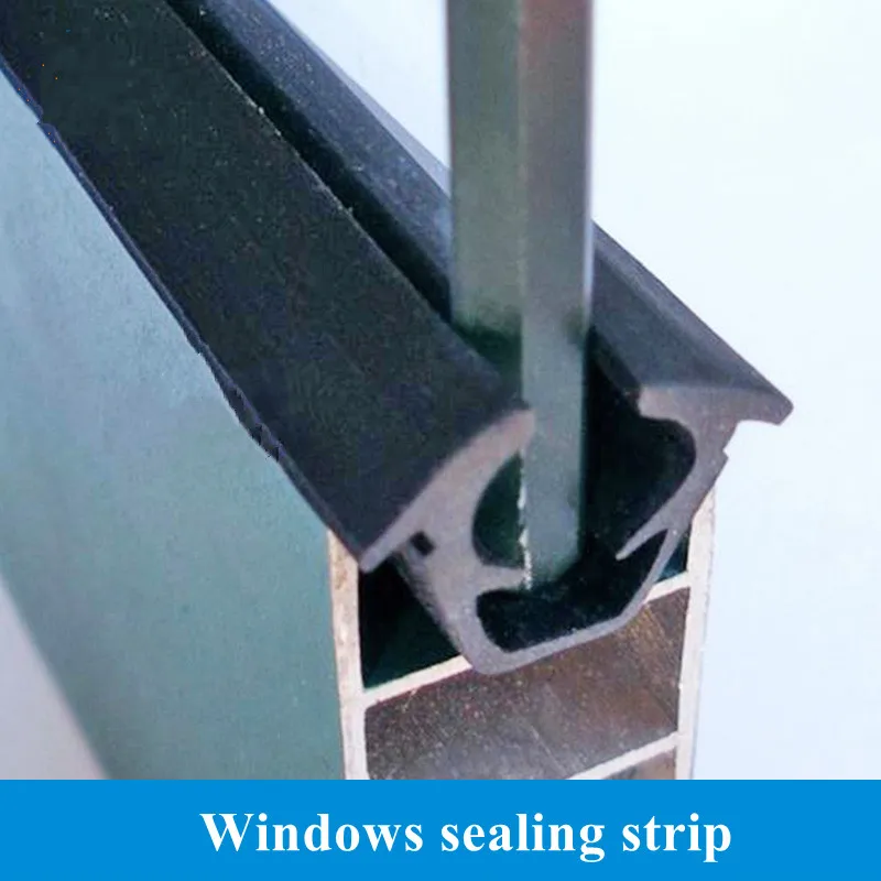 Rubber door window sealing strip 1M weather stripping soundproof waterproof tape 5mm sliding window slot glass fixing clamp
