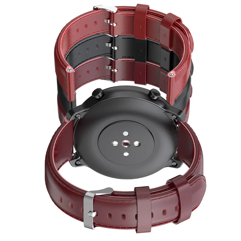 Amazfit GTR 47mm Adjustable Leather Buckle Strap Watchband Smartwatch Replacement Part Width 22mm Cowhide Wrist Belt