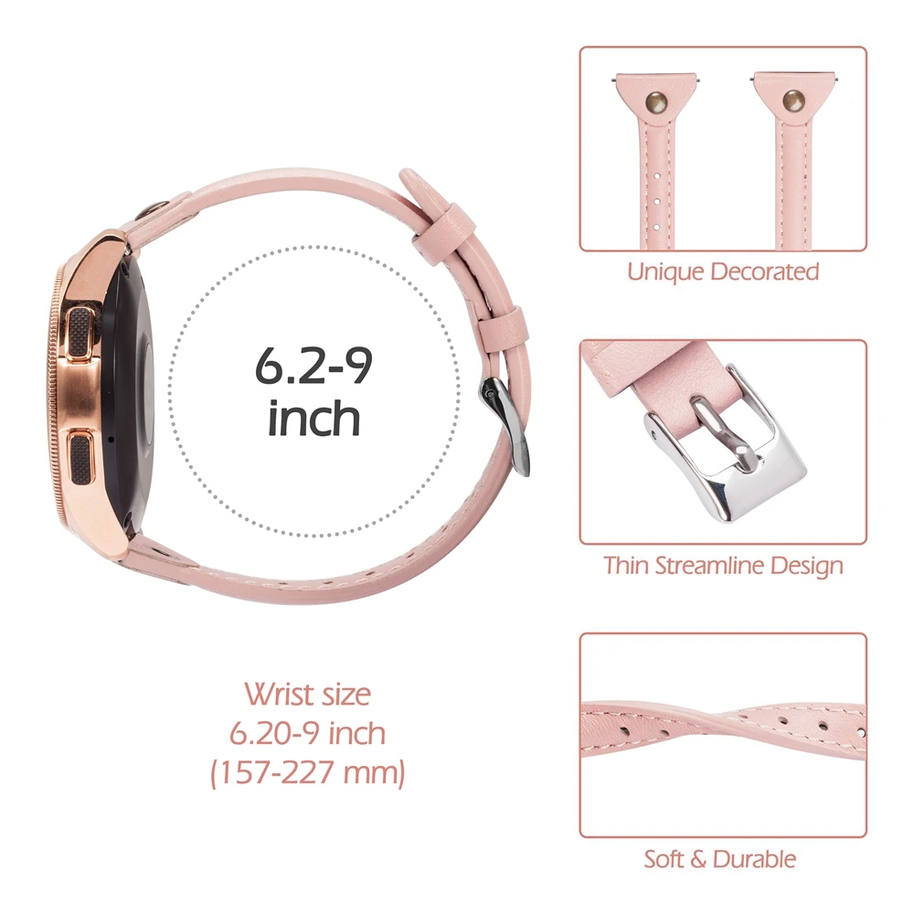 Женский ремешок для samsung Galaxy Watch Active 2 44 мм 40 мм ремешок тонкий ремешок из натуральной кожи браслет для Galaxy Watch 42 мм 46 мм
