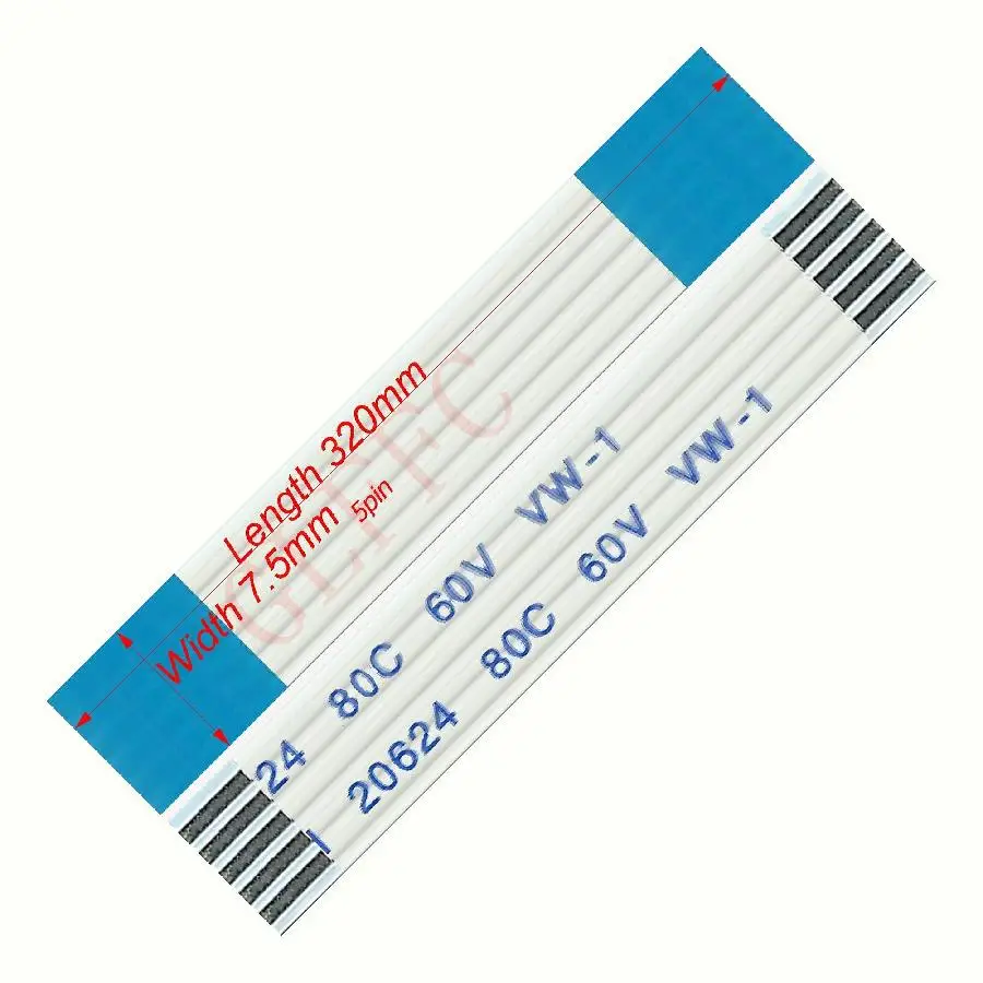 5pin 1,25 шаг 130 мм-1000 мм a-тип Гибкий плоский кабель FFC awm 20624 ROHS для ttl lcd DVD Компьютера - Цвет: 320