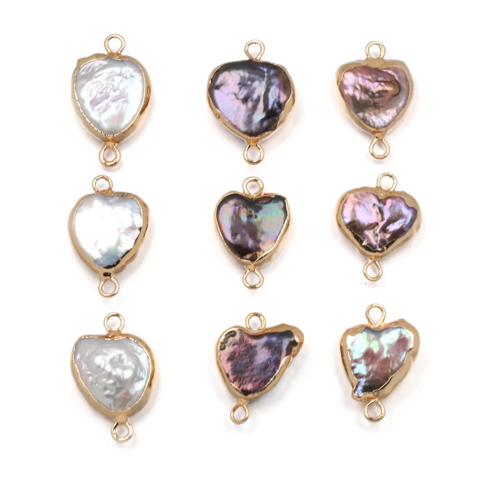 2020 New Natural Freshwater Pearl Pendant Heart Double Hole Connector Pendants For Jewelry Making DIY Necklaces Accessories | Украшения и