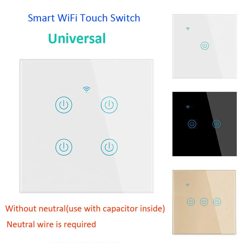 

Smart Home EU smart WiFi Switch No neutral wire&netural wire universal remote control for Google Home Alexa Wall Light Switch