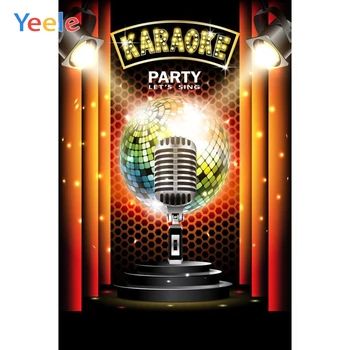

Karaoke Party Stage Show Sing Shiny Light Microphone Vinyl Backdrop Photography Background For Photo Studio Photophone Shoot