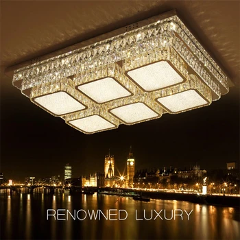 

Modern Design Square Led Lamp Indoor Lustre De Moderno Fancy Lights K9 Cristal Ceiling Light 2.4G remote control crystal light